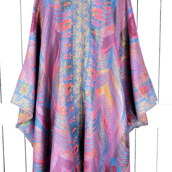 Metallic feather pashmina reversible kimono cover up - Picture 6 of 7